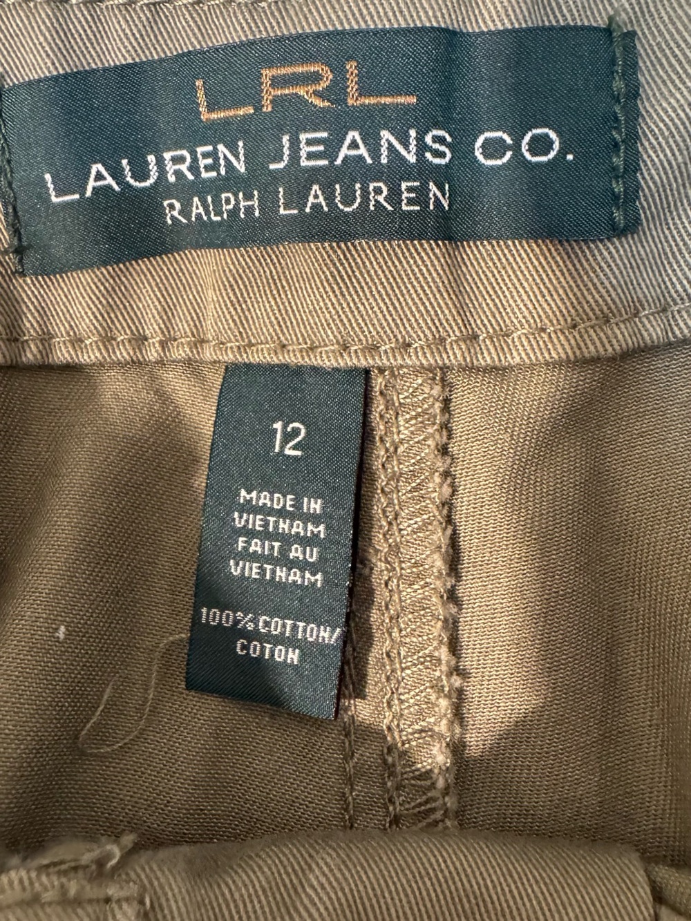 -Lauren Ralph Lauren Khaki Chino Shorts Size 12 NWT Cotton Classic Casual women - Picture 4 of 7